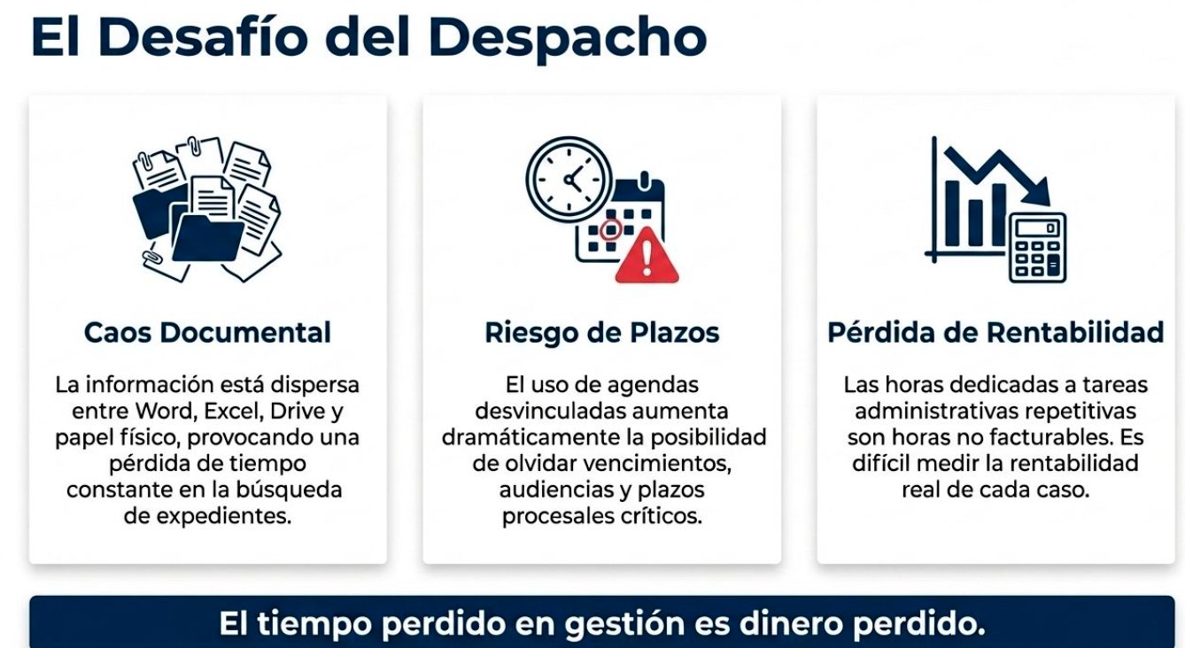 Ilustración del caos administrativo en un despacho de abogados